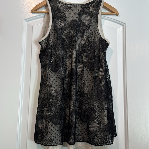 ⚫️ I.N.C Lace Tank Top Black And Tan Size Medium - Picture 3 of 3